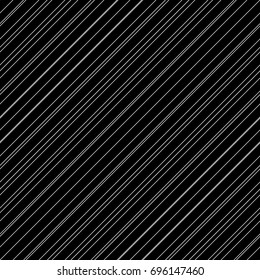 Diagonal thin white lines abstract on black background. Seamless surface pattern design with linear ornament. Angled straight stripes motif. Slanted pinstripe. Striped digital paper for print. Vector.
