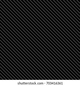 Diagonal thin white lines abstract on black background. Seamless surface pattern design with linear ornament. Angled straight stripes motif. Slanted pinstripe. Striped digital paper for print. Vector.