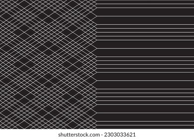 Diagonal of tile pattern vector. Design shape of rhombus white on black background. Design print for illustration, texture, textile, wallpaper, background. Set 6