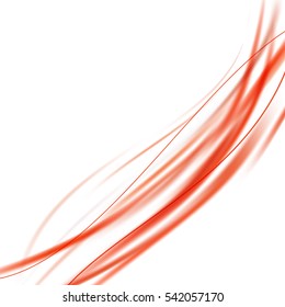 diagonal transparent bright red orange lined swoosh wave floating. vector illustration