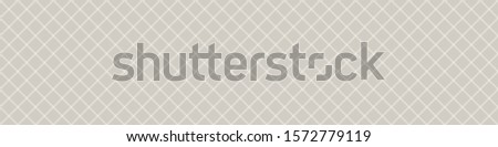 Diagonal Trellis Stripe Unbleached Banner. White Gray French Linen Border Texture. Regular Tone on Tone Diamond Grid Seamless Pattern Background. Off White Minimalistic Cloth Effect.  Vector EPS10
