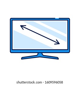 Diagonal TV display color line icon. Size Monitor. Electronic device. Pictogram for web page, mobile app, promo. Editable stroke.
