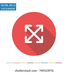 Diagonal two-headed arrows flat icon with long shadow. Vector Illustration.
