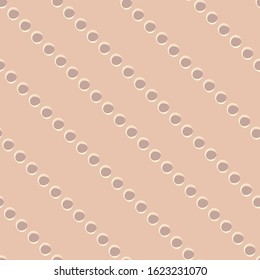 Diagonal vector light brown and cream white circles in painterly irregular design. Seamless geometric pattern on blush pink background. Great for wellness products, stationery, home decor, packaging