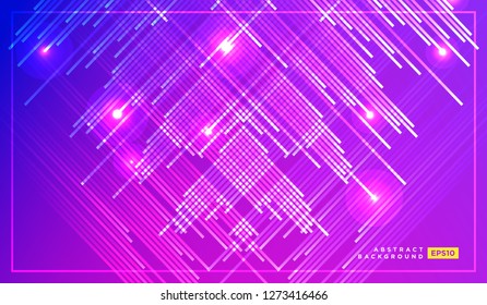 diagonal vector lines falling with glowing light illustration. Space and stars on dark purple background. Beautiful magic backdrop for your poster or web design