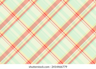 Material textil de plástico vectorial diagonal, marca de la camisa sin costura. Textura de fondo editable del patrón tartán en color claro y rojo.