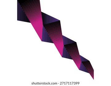 Franja de Vector diagonal de remolino de Formas rotas sobre fondo blanco. Patrón púrpura. Fondo de Vector moderno. Flecha