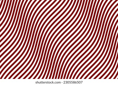 Diagonal water wave stripes fabric pattern. Maroon geometric  motion wavy lines art on white background vector. Abstract optical illusion curve strips. Wall and floor ceramic tiles pattern.