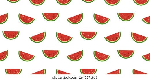 Diagonal Watermelon Slices. Diagonal Watermelon Slice Pattern. Seamless Design with Fruit on Transparent Background. For Summer Wrapping, Textile and Wallpaper. Vector Illustration