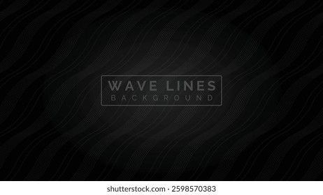 Diagonal wave lines vector illustration on black background with light effect.