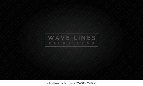 Diagonal wave lines vector illustration on black background with light effect.