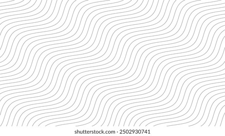 Diagonal wavy contour line pattern on white background in 4k resolution. Abstract vector illustration suited for desktop wallpaper, banner, poster, website, backdrop