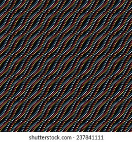 Diagonal wavy dot stroke seamless pattern. Vector.
