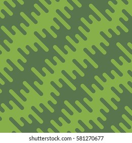 Diagonal Wavy Irregular Rounded Lines Seamless Pattern. Greenery tileable vector background in flat style.