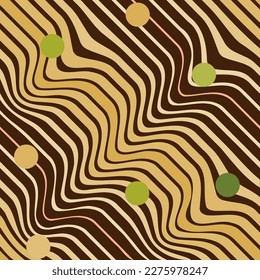 Diagonal wavy lines in brown tones and polka pattern. Fashion graphic background design. Modern stylish abstract texture. Colorful template for prints, textiles, wrapping, wallpaper. illustration