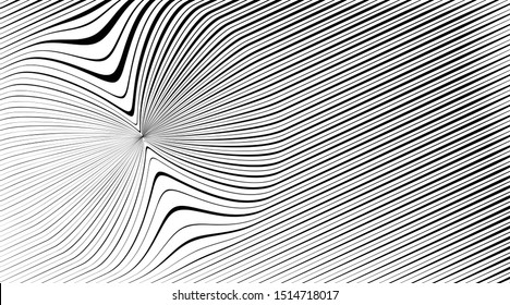 Diagonal wavy lines geometric pattern. Black , monochrome,halftone vector background. Random motion effect.
