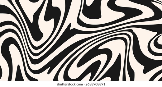 Diagonal wavy lines seamless pattern. Vector abstract liquid lines background. Simple black and white texture with diagonal waves, stripes, fluid shapes. Groovy repeated design for decor, print, cover