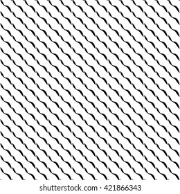 Diagonal wavy pattern, seamless vector background.