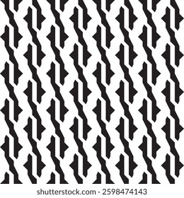 Diagonal zigzag geometric polygonal black lines vector square seamless pattern or texture