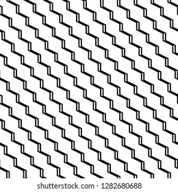 Diagonal zigzag lines background. Curves image.Jagged stripes motif. Linear backdrop. Digital paper, textile print, web design. Triangular waves ornament. Seamless pattern.