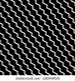 Diagonal zigzag lines background. Curves image.Jagged stripes motif. Linear backdrop. Digital paper, textile print, web design. Triangular waves ornament. Seamless pattern