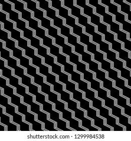 Diagonal zigzag lines background. Curves image.Jagged stripes motif. Linear backdrop.Triangular waves ornament. Digital paper, textile print, web design. Seamless pattern.