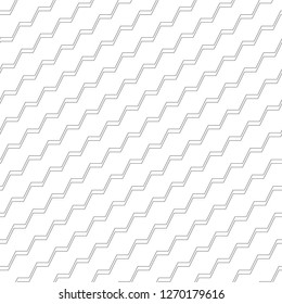 Diagonal zigzag lines background. Jagged stripes motif. Triangular waves ornament. Curves image. Linear backdrop. Digital paper, textile print, web design. Seamless pattern.