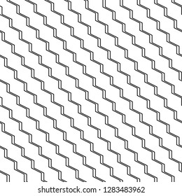 Diagonal zigzag lines background. Linear backdrop. Digital paper, textile print, web design. Triangular waves ornament. Curves image. Seamless pattern. Jagged stripes motif.