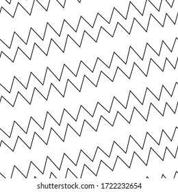 Diagonal zigzag lines seamless pattern. Striped background. Linear waves motif. Angled jagged stripes ornament. Slanted wavy stripe figures. Tilted broken line shapes wallpaper. Curves print. Vector.