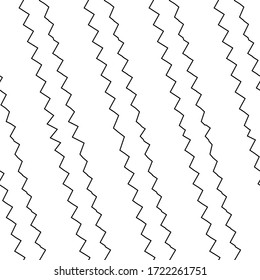 Diagonal zigzag lines seamless pattern. Slanted wavy stripe figures. Tilted broken line shapes wallpaper. Angled jagged stripes ornament. Striped background. Linear waves motif. Curves print. Vector.