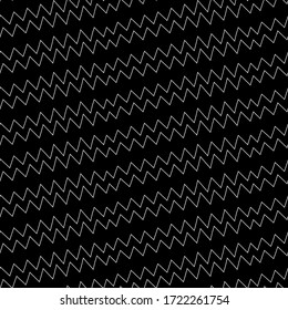 Diagonal zigzag lines seamless pattern. Curves print. Linear waves motif. Striped background. Angled jagged stripes ornament. Slanted wavy stripe figures. Tilted broken line shapes wallpaper. Vector