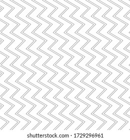 Diagonal zigzag lines seamless pattern. Angled jagged stripes ornament. Linear waves motif. Curves print. Striped background. Slanted wavy stripe figures. Tilted broken line shapes wallpaper. Vector