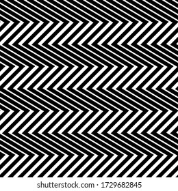 Diagonal zigzag lines seamless pattern. Angled jagged stripes ornament. Linear waves motif. Curves print. Striped background. Tilted broken line shapes wallpaper. Slanted wavy stripe figures. Vector.