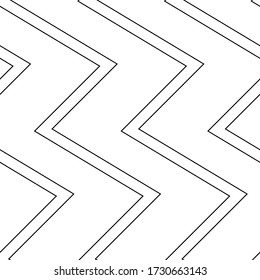 Diagonal zigzag lines seamless pattern. Angled jagged stripes ornament. Linear waves motif. Curves print. Striped background. Tilted broken line shapes wallpaper. Slanted wavy stripe figures. Vector