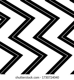 Diagonal zigzag lines seamless pattern. Angled jagged stripes ornament. Linear waves motif. Curves print. Striped background. Slanted wavy stripe figures. Tilted broken line shapes wallpaper. Vector