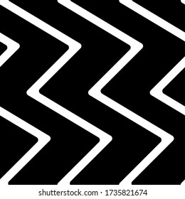 Diagonal zigzag lines seamless pattern. Angled jagged stripes ornament. Linear waves motif. Curves print. Striped background. Slanted wavy stripe figures. Tilted broken line shapes wallpaper. Vector.
