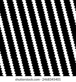 Diagonal zigzag lines seamless pattern. Linear waves motif. Curves print. Angled jagged stripes ornament. Slanted wavy stripe figures. Striped background. Tilted broken line shapes wallpaper. Vector