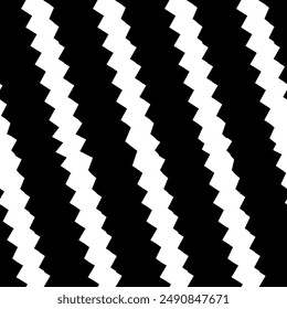 Diagonal zigzag lines seamless pattern. Curves print. Angled jagged stripes ornament. Slanted wavy stripe figures. Linear waves motif. Striped background. Tilted broken line shapes wallpaper. Vector.