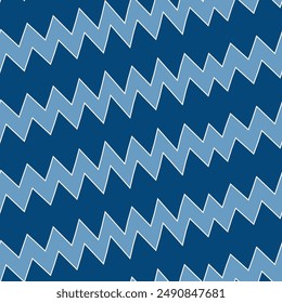 Diagonal zigzag lines seamless pattern. Linear waves motif. Angled jagged stripes ornament. Curves print. Striped background. Tilted broken line shapes wallpaper. Slanted wavy stripe figures. Vector