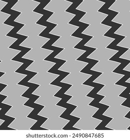 Diagonal zigzag lines seamless pattern. Angled jagged stripes ornament. Linear waves motif. Curves print. Striped background. Tilted broken line shapes wallpaper. Slanted wavy stripe figures. Vector.