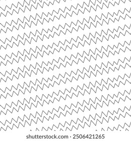Diagonal zigzag lines seamless pattern. Curves print. Linear waves motif. Angled jagged stripes ornament. Striped background. Tilted broken line shapes wallpaper. Slanted wavy stripe figures. Vector