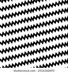 Diagonale zigzaglijnen naadloos patroon. Gehoekte gekartelde strepen ornament. Gestreepte achtergrond. Gekantelde gebroken lijnvormen behang. Lineaire golven motief. Schuine golvende streepfiguren. Curven afdrukken. vector