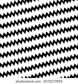 Diagonal zigzag lines seamless pattern. Linear waves motif. Curves print. Striped background. Slanted wavy stripe figures. Angled jagged stripes ornament. Tilted broken line shapes wallpaper. Vector