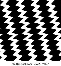 Diagonal zigzag lines seamless pattern. Linear waves motif. Striped background. Slanted wavy stripe figures. Curves print. Angled jagged stripes ornament. Tilted broken line shapes wallpaper. Vector