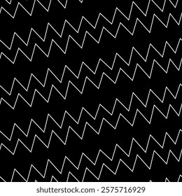 Diagonal zigzag lines seamless pattern. Striped background. Angled jagged stripes ornament. Linear waves motif. Tilted broken line shapes wallpaper. Slanted wavy stripe figures. Curves print. Vector.