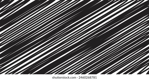 Diagonall lines pattern. Black lines on white background. Simple repeat ornament. Vector illustration.