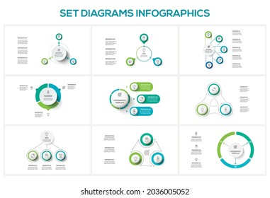 Diagrama con 3, 5 elementos, plantilla infográfica para web, negocios, presentaciones, ilustración vectorial