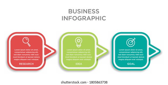 Diagram with 3 separate paper white rounded elements or buttons. Concept of three business options to choose or select. Flat info graphic design template. Simple vector illustration for website menu.