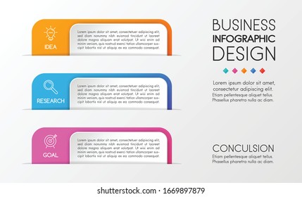 Diagram with 3 steps. Colourful infograph. Vector
