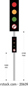 Diagram 3000 (S14‑2‑1) shown in combination with low‑level cycle signals and an optional regulatory box sign, road signs in the United Kingdom